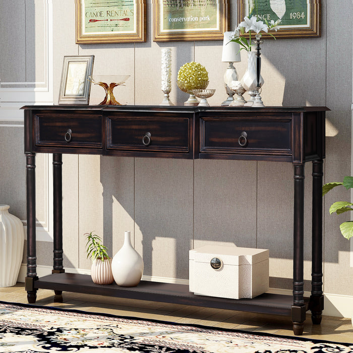 Console Table  with Drawers - Espresso